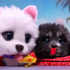 Adorable Plush Toy Puppies Snuggled with Sparkling Eyes