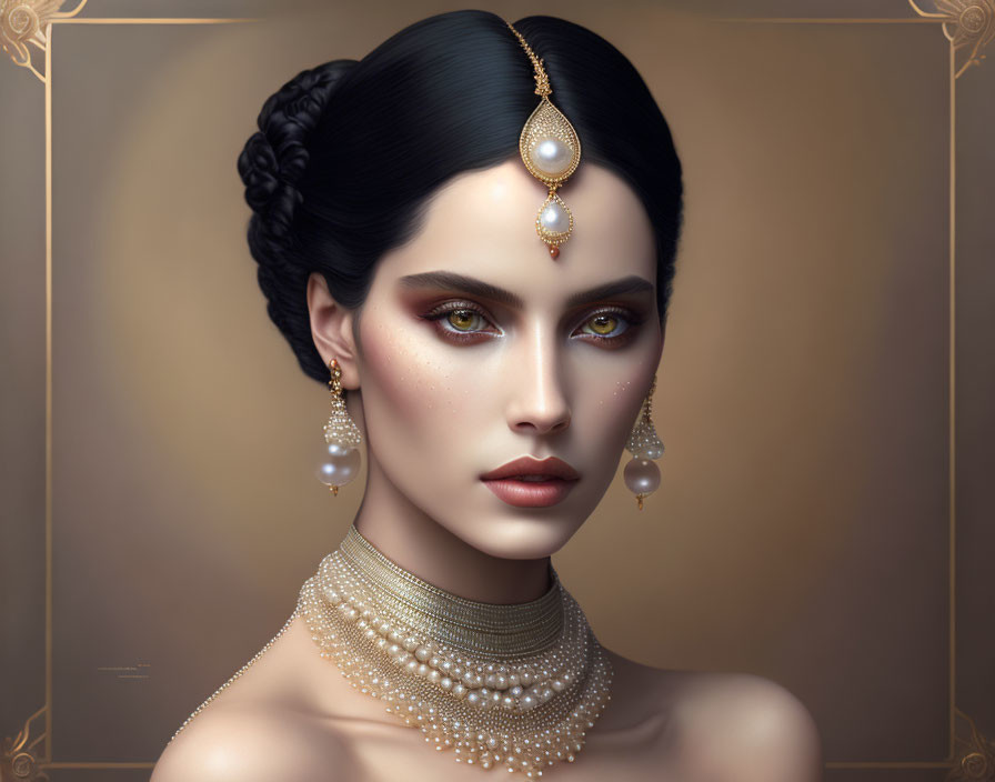 Woman wearing pearls 