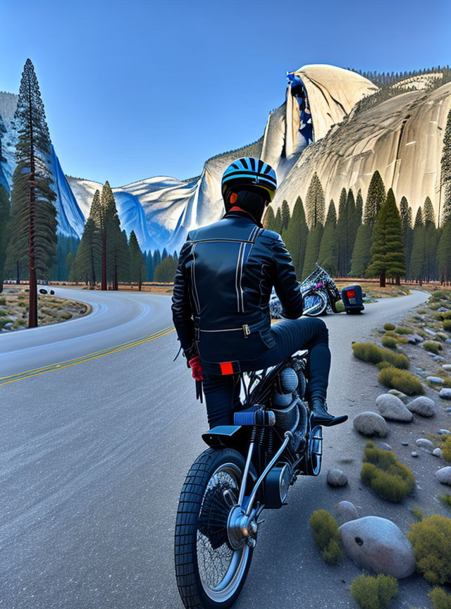 Biker in the Yosemite National Park 