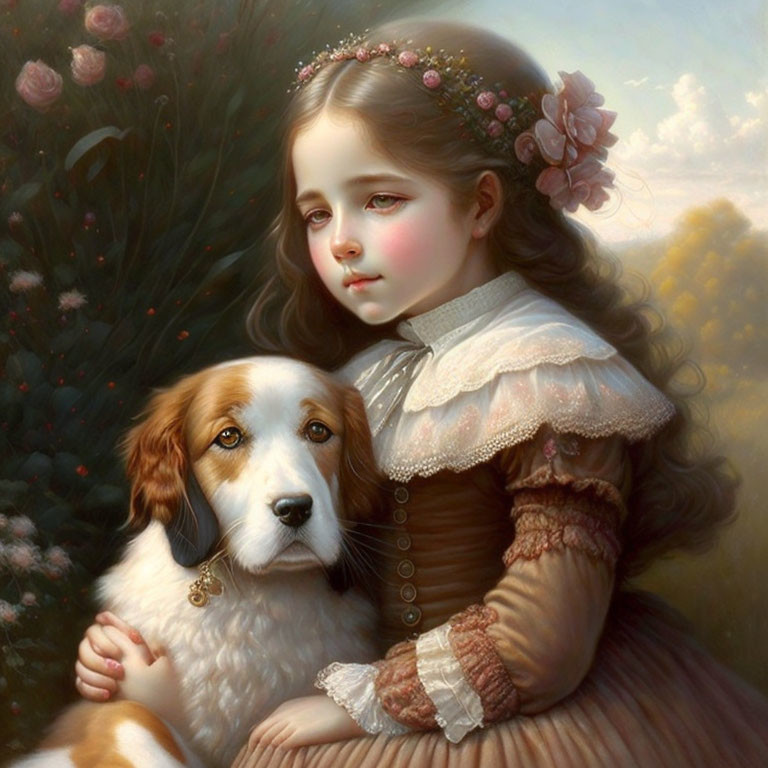 Girl with her dog 