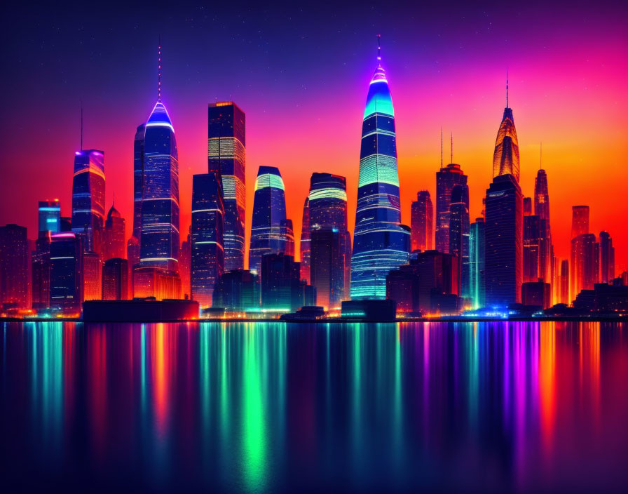 Colourful city at night