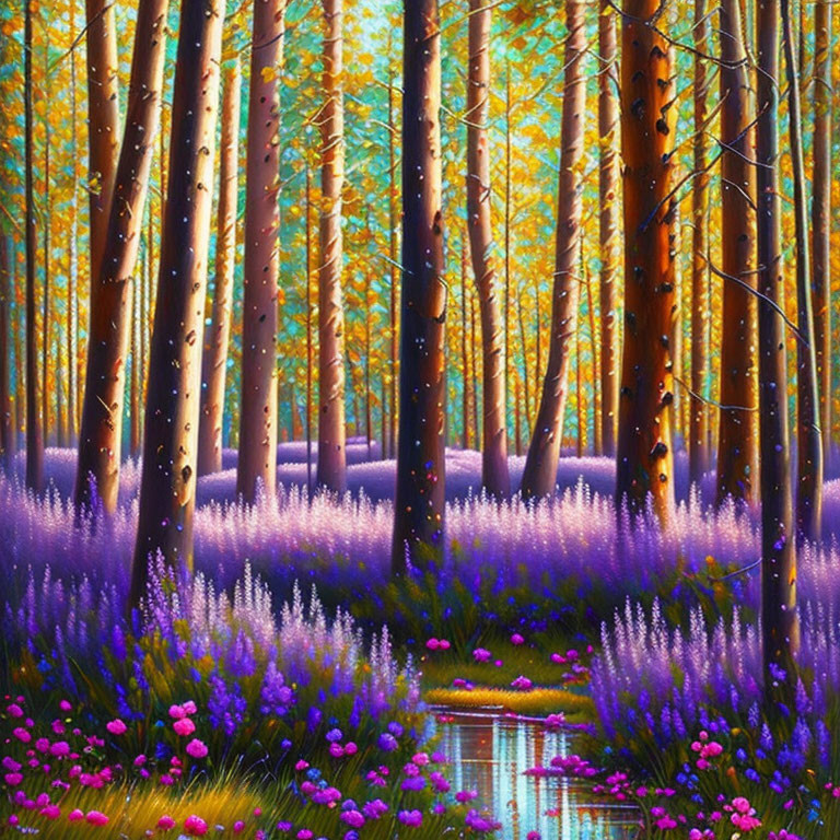 Forest with flowers