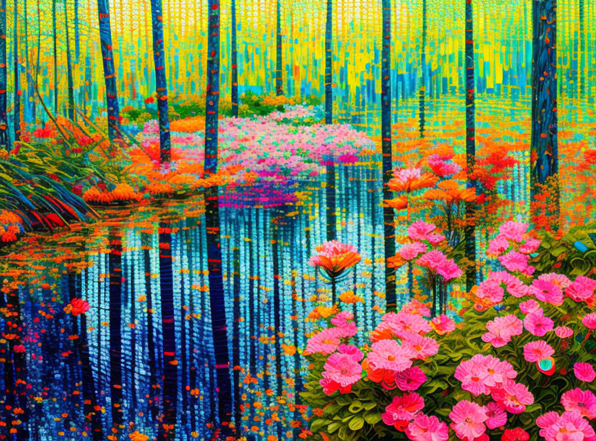 Wild garden in abstract style