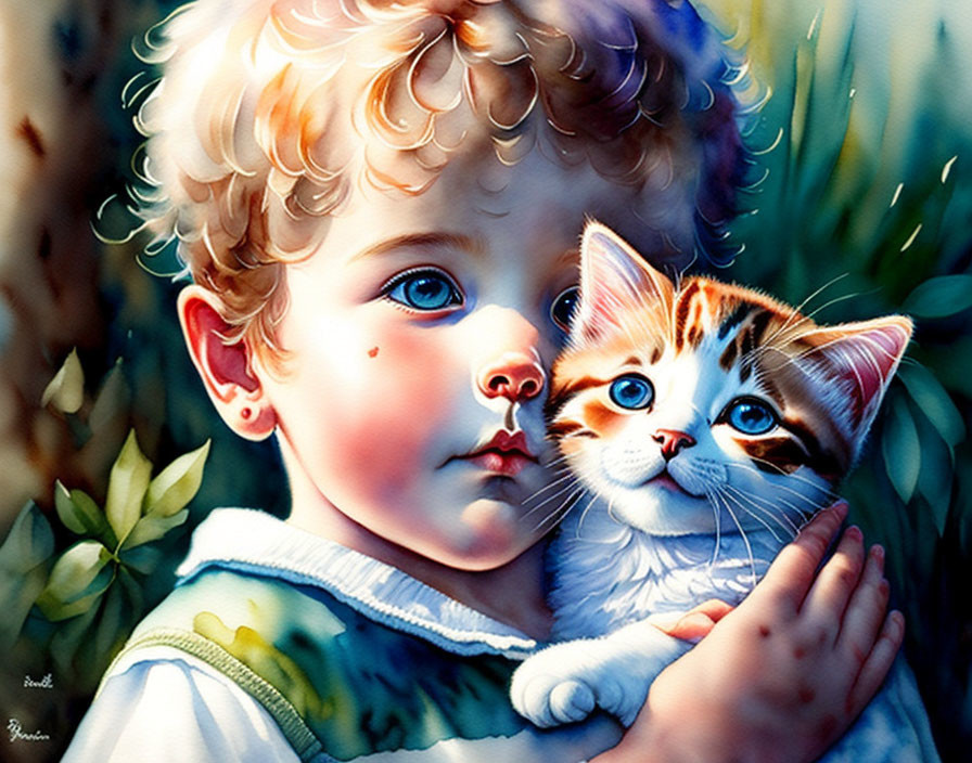 Kid with a kitten