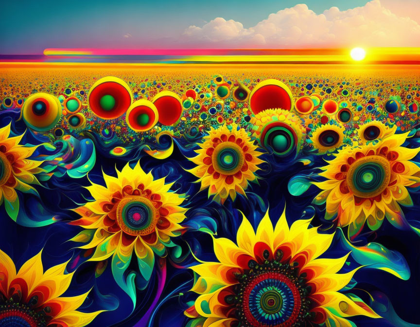 Sunflowers, abstract style