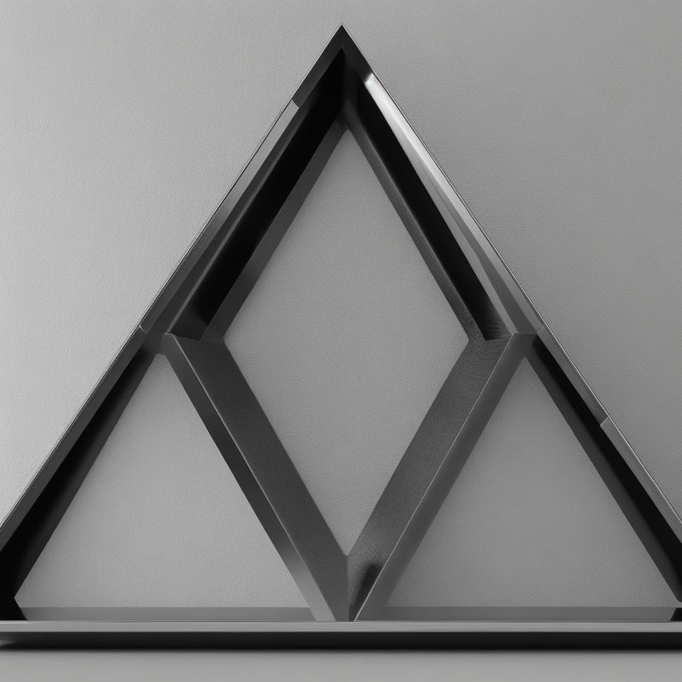 Minimalist 3D Black Penrose Triangle on Light Grey Background