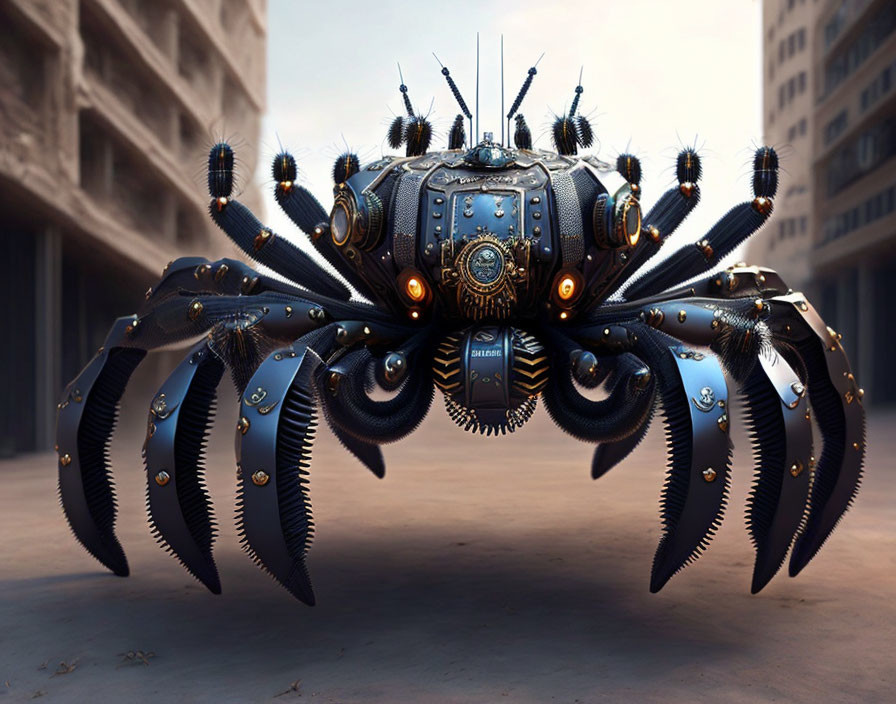 A gigant spider steampunk