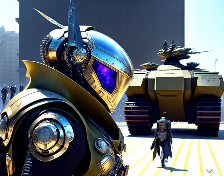 futuristic armored half human robot