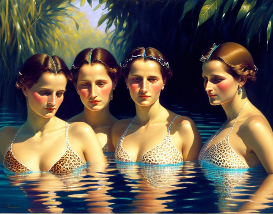 a group of women swimming 