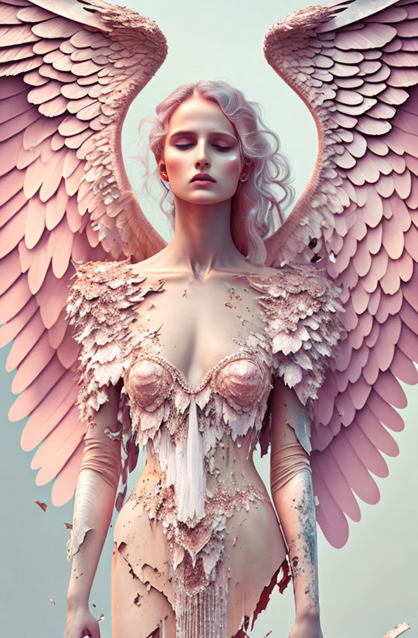 sad angel in pink