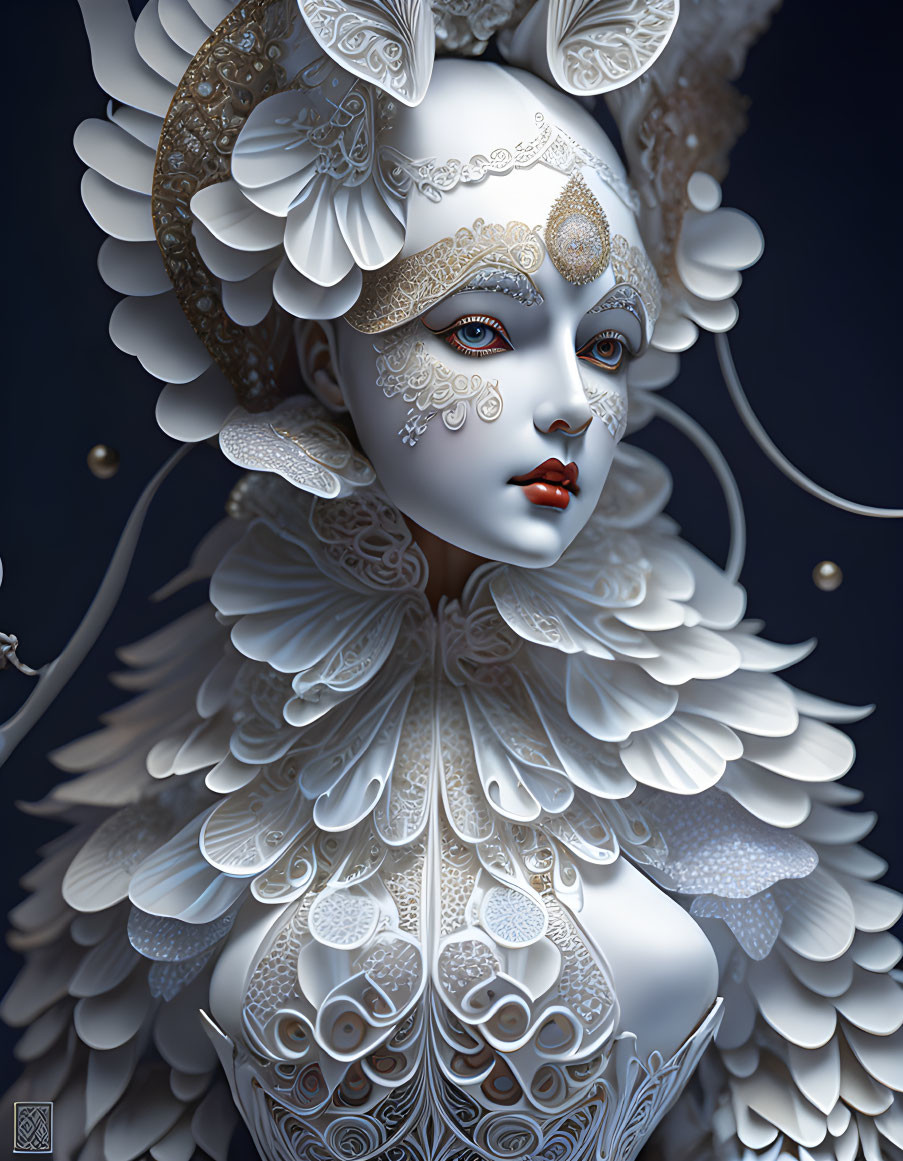 harlequin girl in white