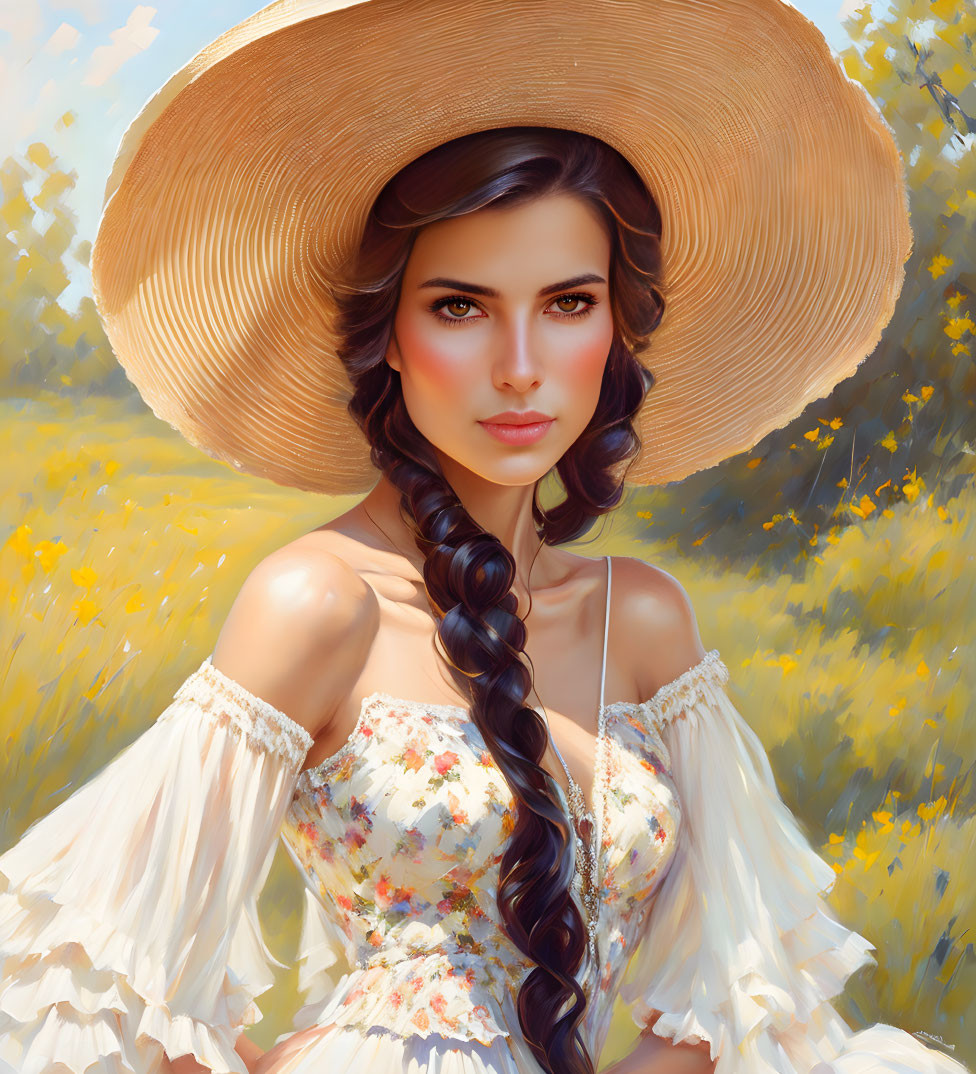 a young girl in a straw hat