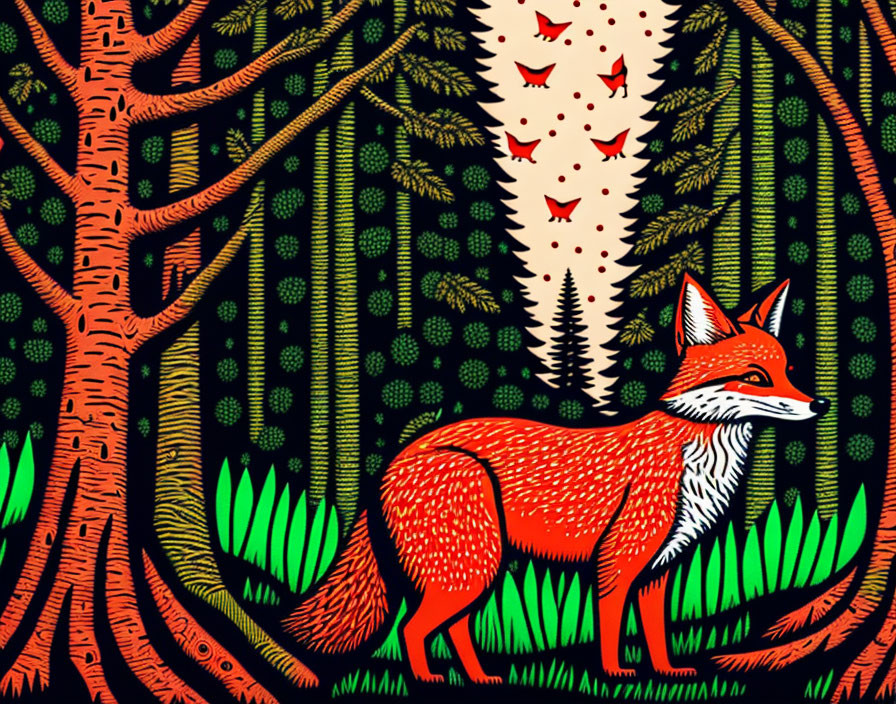 Red Fox in a Forest