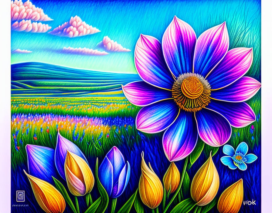  stylized image of the Ukrainian blue flower barvi