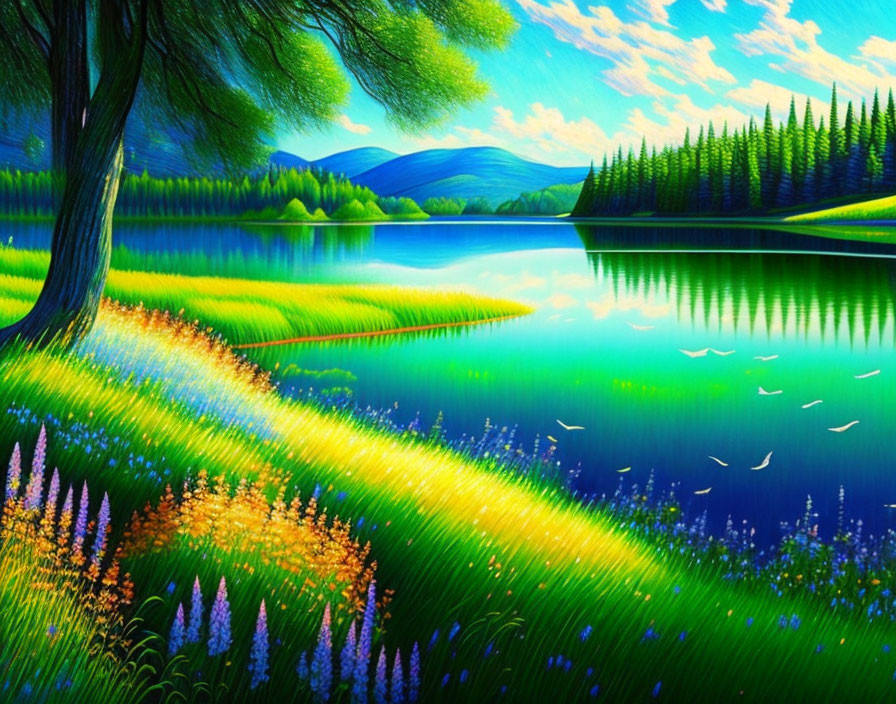 Magic Green Lake" landscape