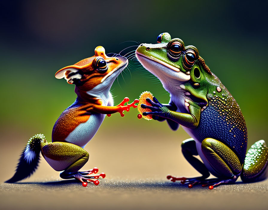 Colorful Illustration of Chipmunk and Frog in Conversation