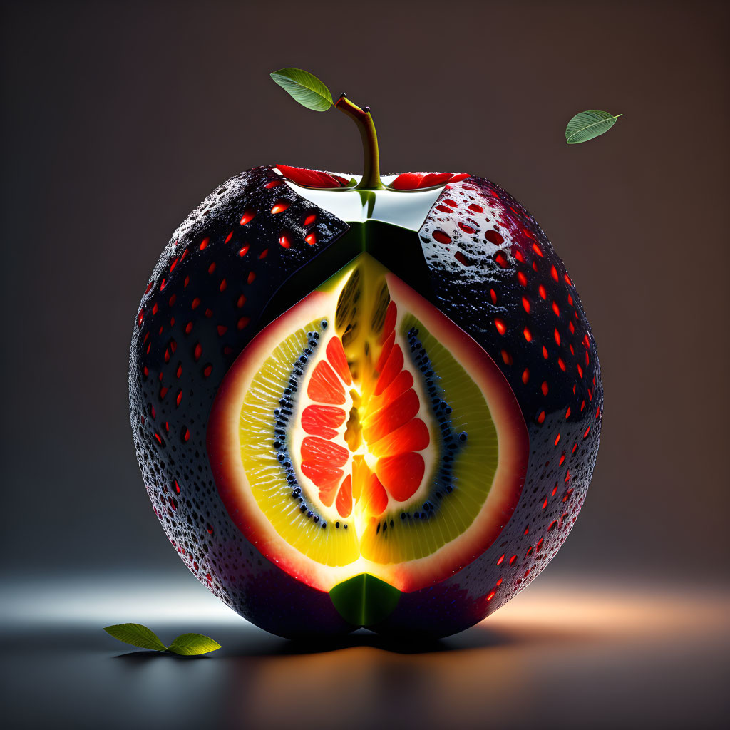 Fruit Fusion Digital Art: Apple, Strawberry, Kiwi, Citrus