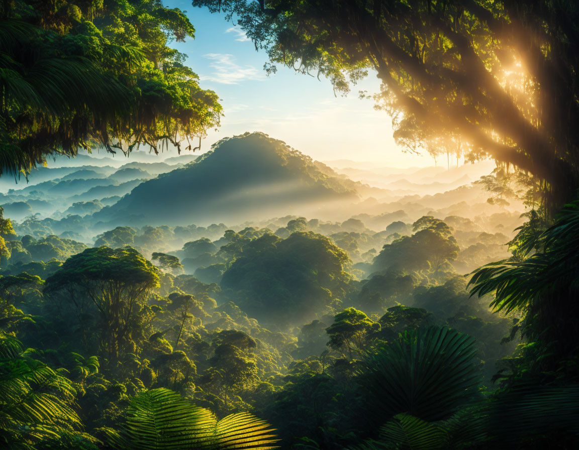 View of rainforest from a hill top