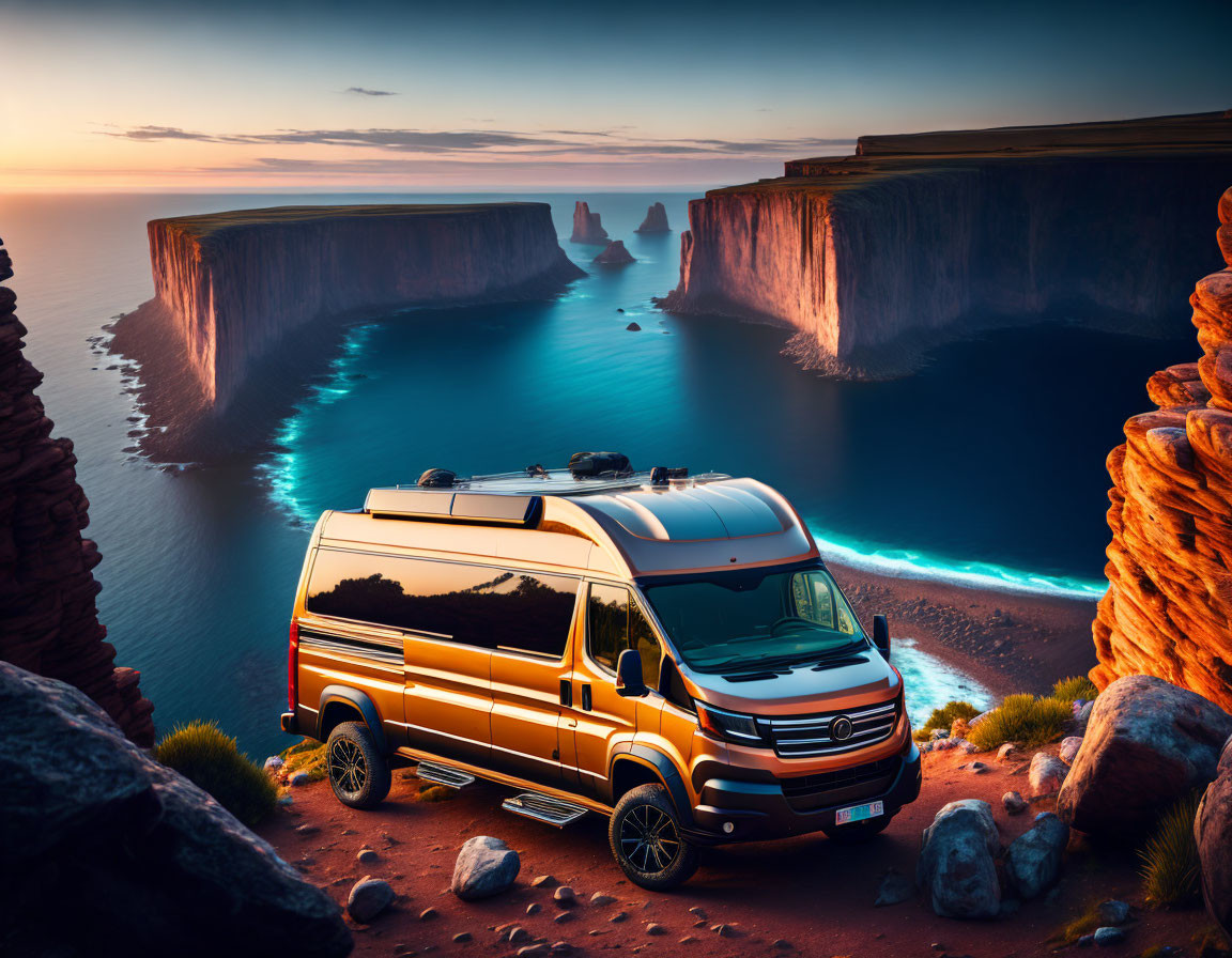 Camper van by the cliff