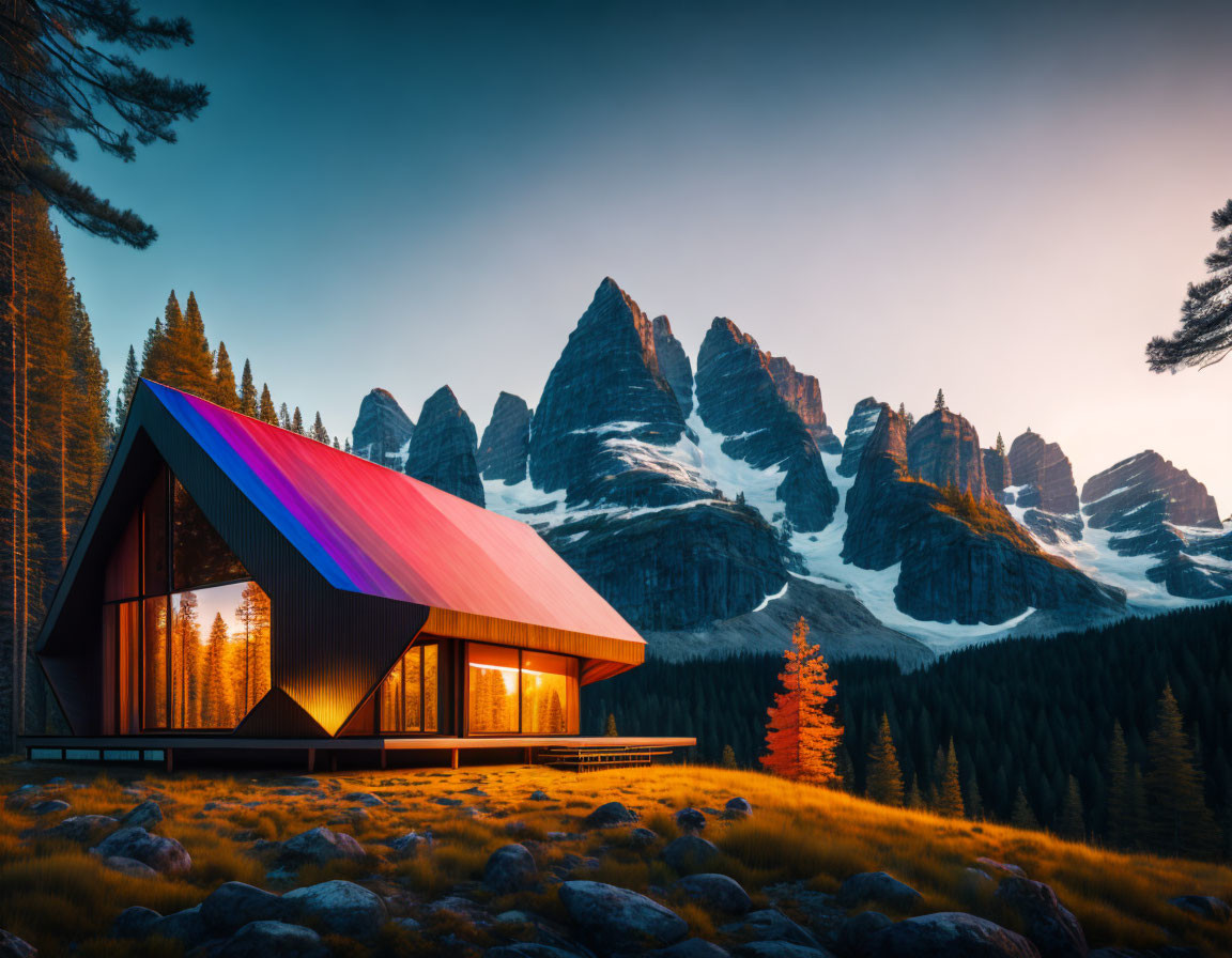 Modern cabin in the wilderness
