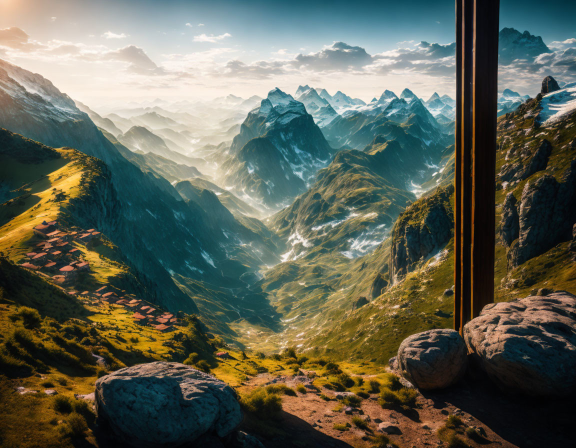 Breathtaking view from a hut on a mountain top