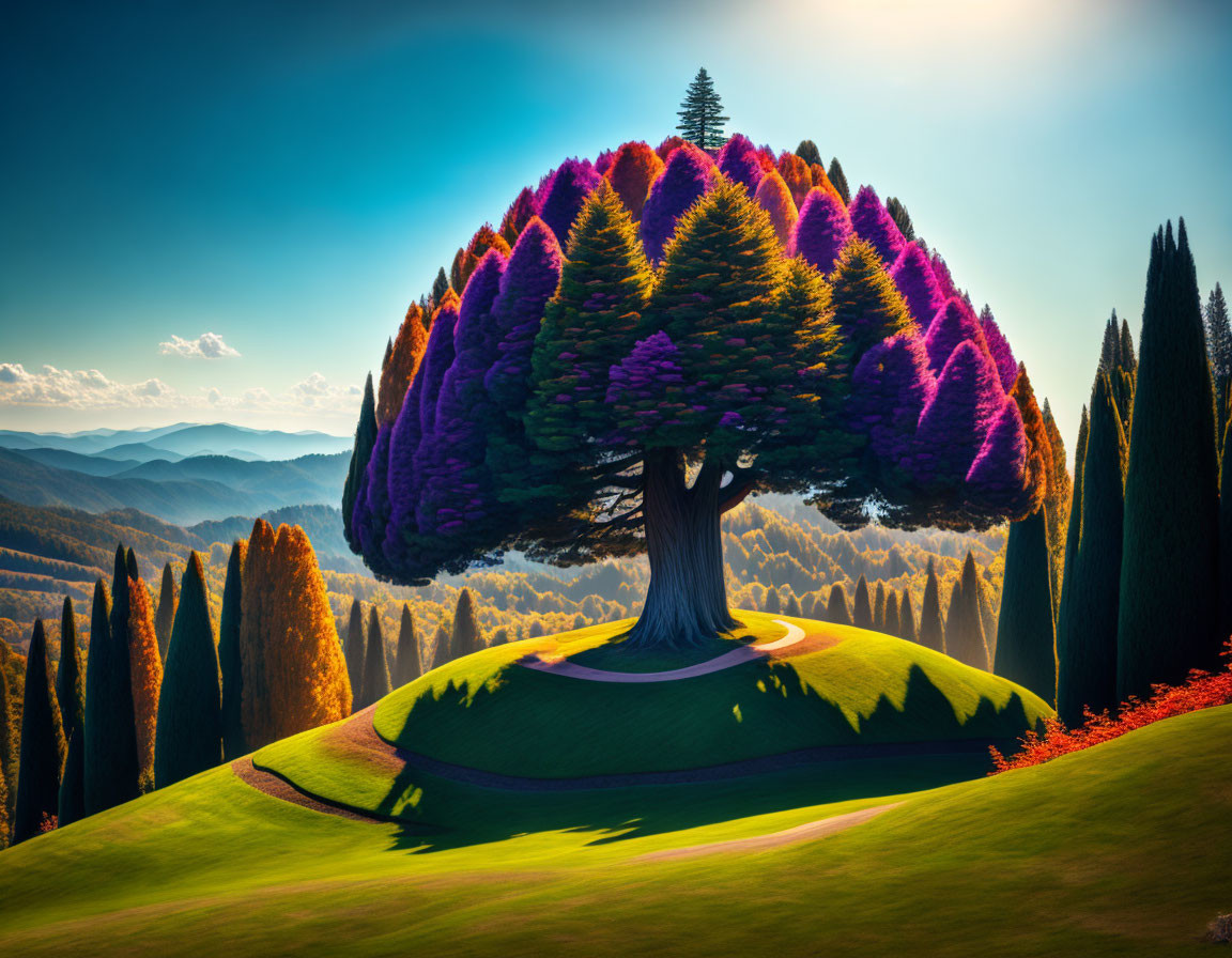 Giant tree on a hill top