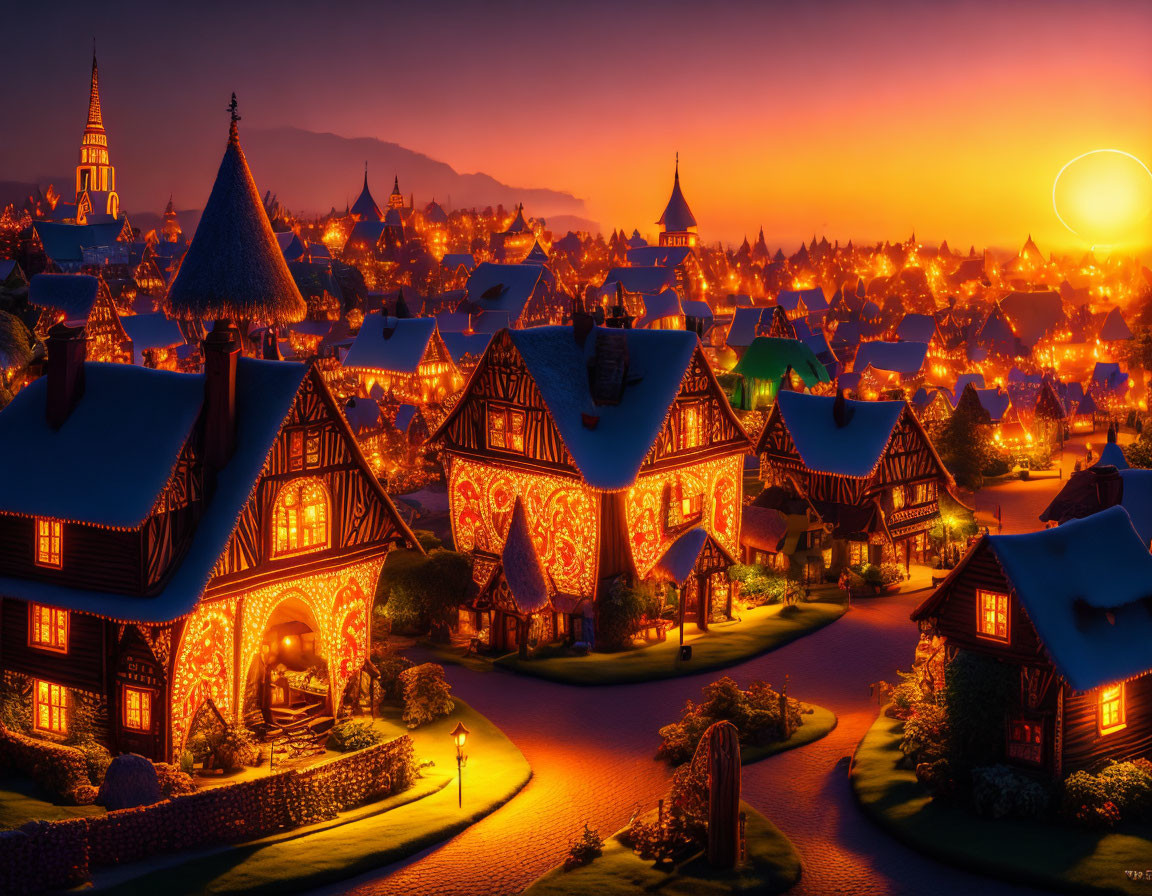 Illuminated village