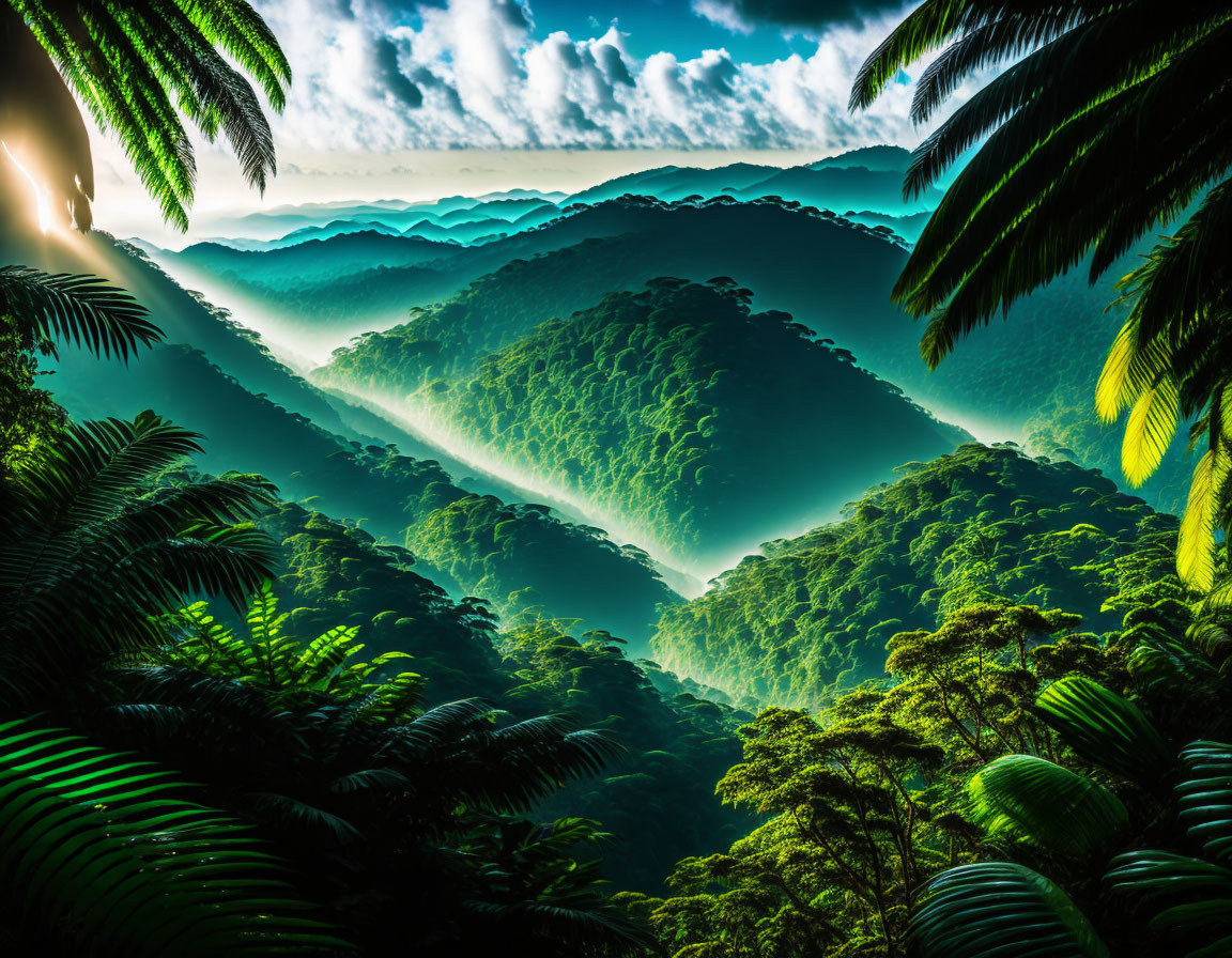 View of rainforest from a hill top