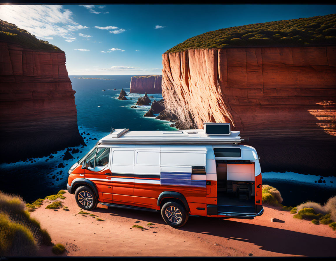 Camper van by the cliff