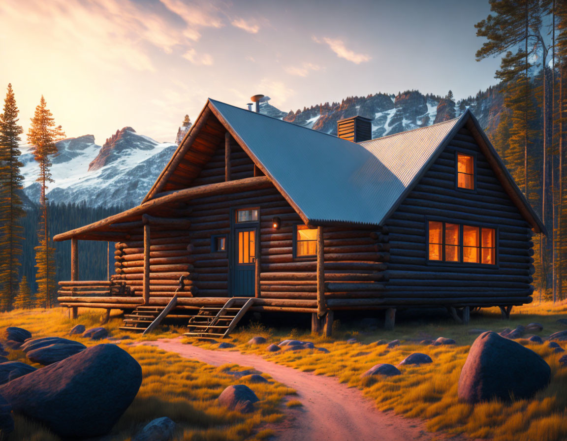 Modern cabin in the wilderness