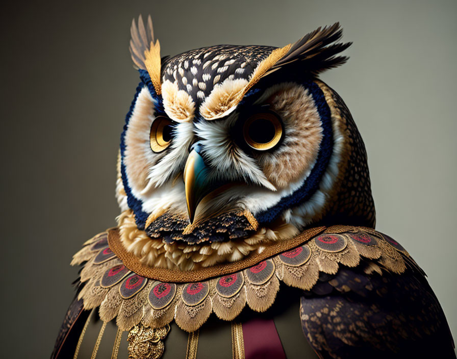 Ornate Owl with Striking Feathers and Elegant Plumage