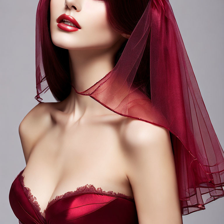 Woman red veil