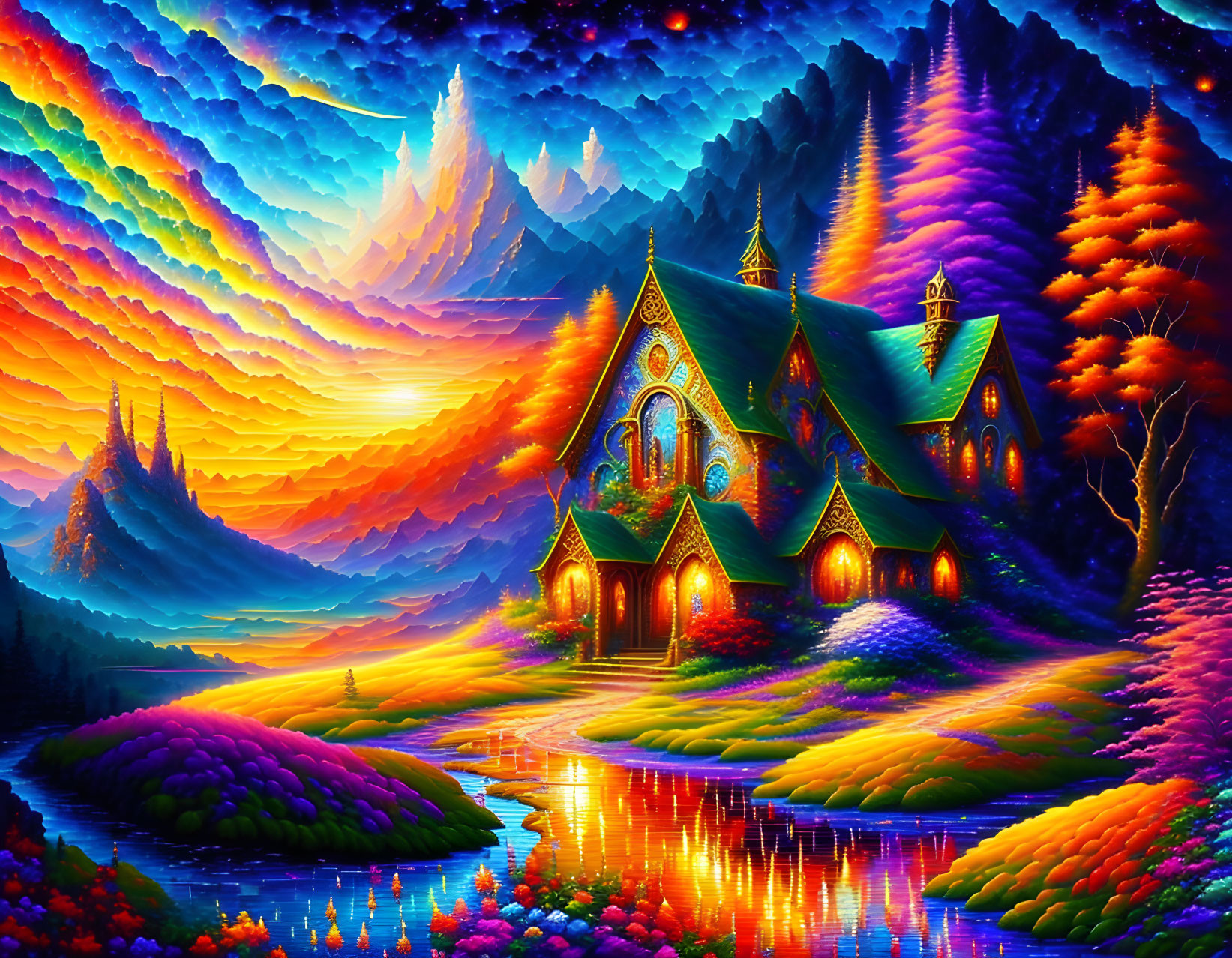 Colorful fantasy environment