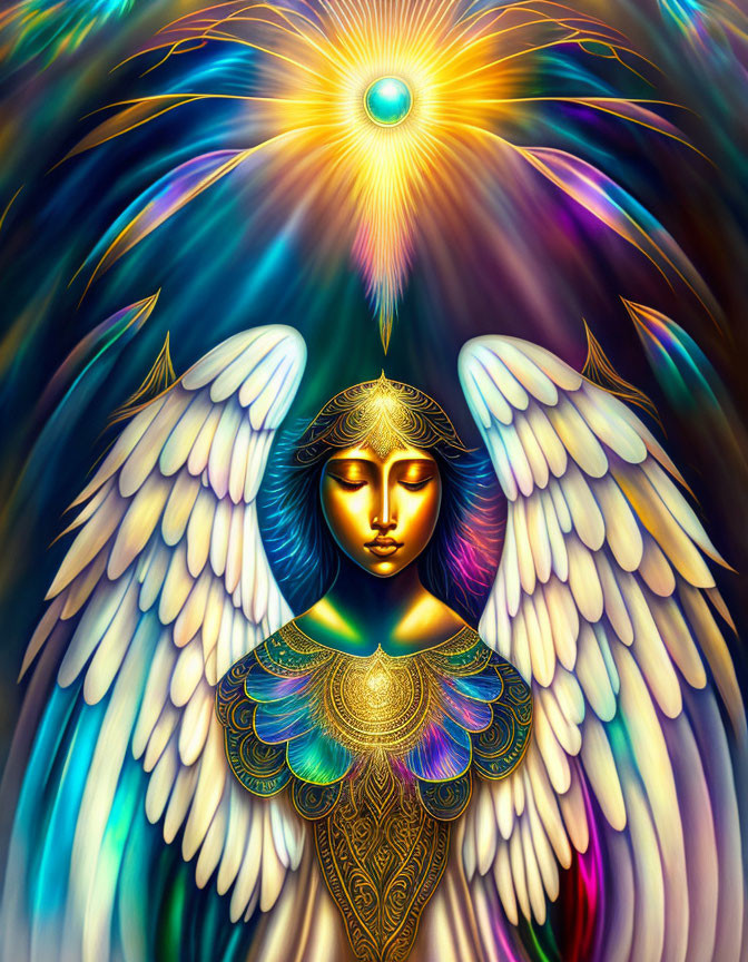 Golden Angel of  rainbow light