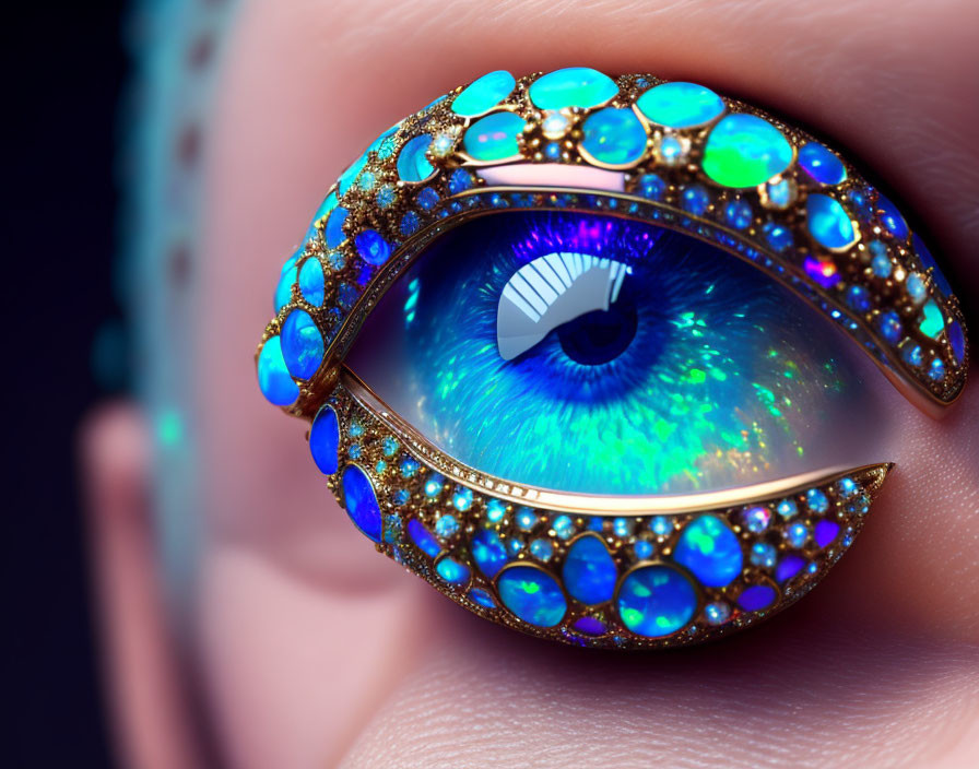 Detailed Close-Up of Elaborate Jewel-Encrusted Eyepiece