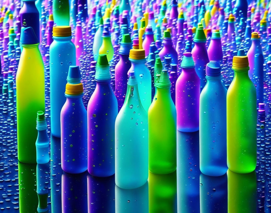 Vibrant Slim Translucent Bottles in Blues, Greens, & Purples