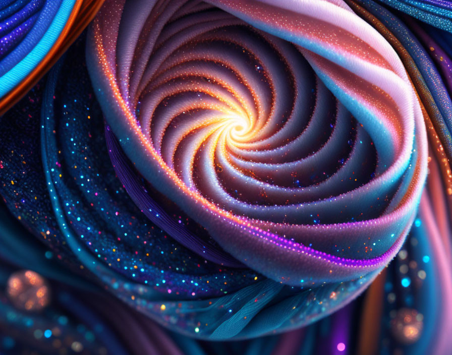 Colorful Abstract Swirl with Glittering Particles and Cosmic Theme