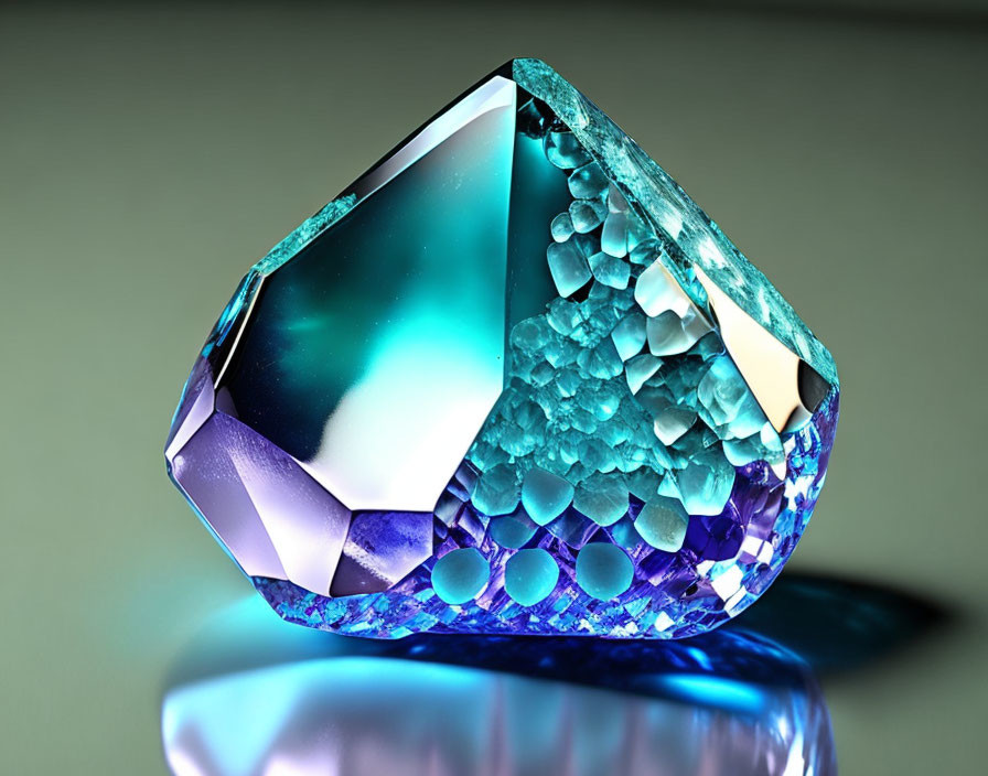 Multifaceted Gemstone Digital Art: Deep Blue to Turquoise Gradient