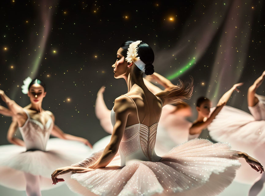 Ballerinas in Tutus Performing with Cosmic Celestial Theme