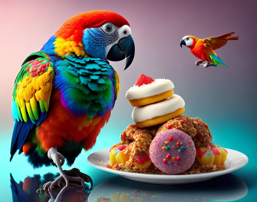 Parrots and cakes