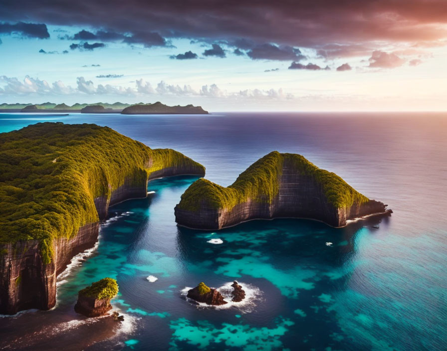 Lush Coastal Landscape with Cliffs and Turquoise Waters