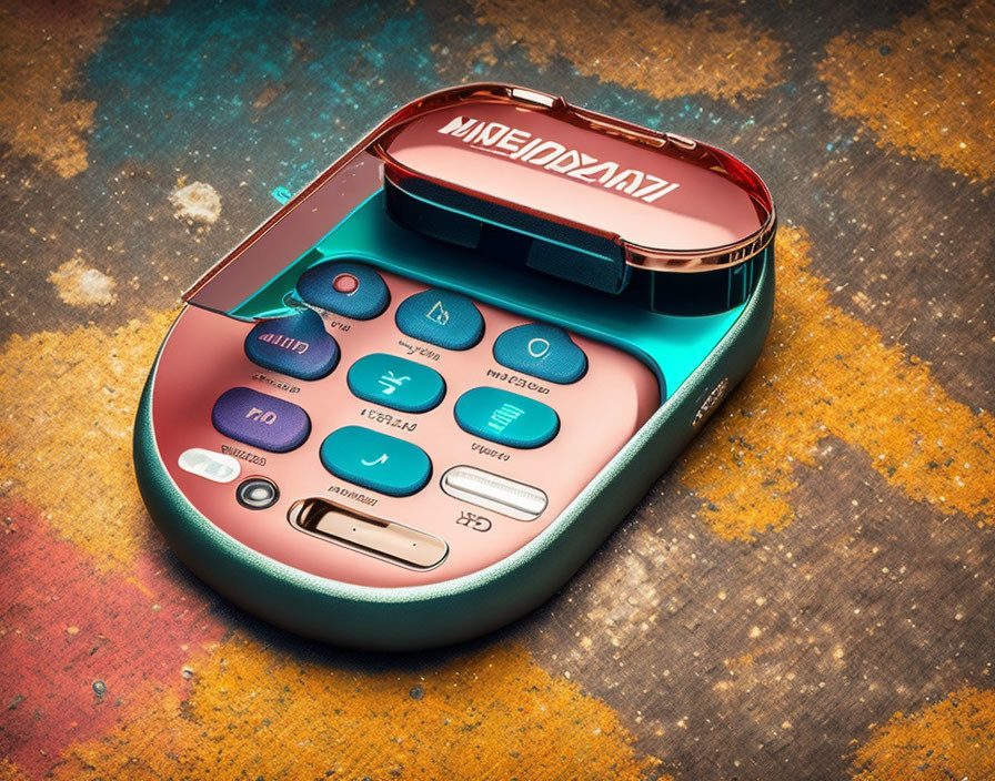 Colorful Buttons and Flip-Open Screen on Retro Handheld Gaming Device