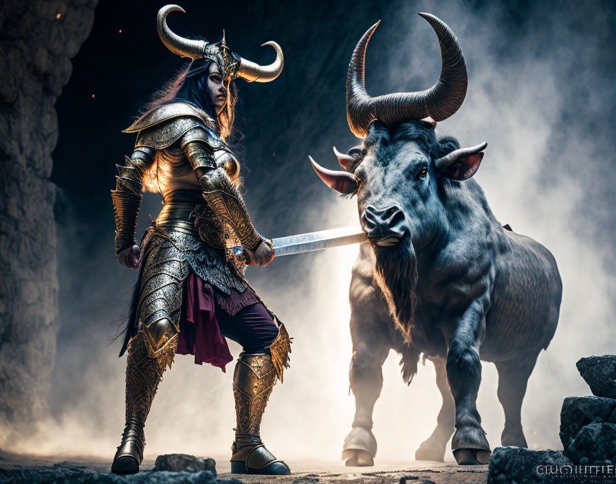 Medieval bull fight