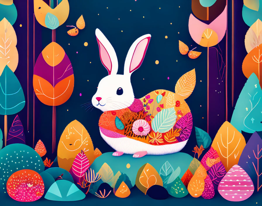  Nordic illustration style bunny