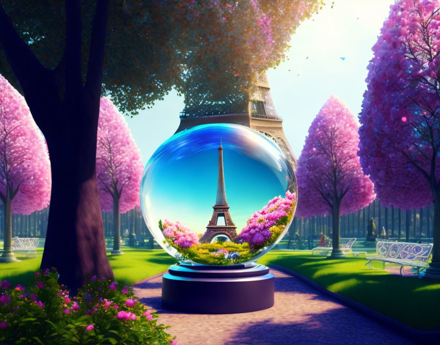Eiffel Tower inside a crystal ball