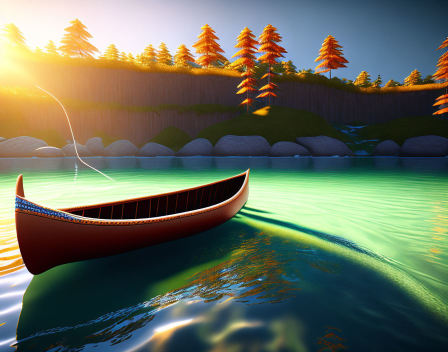 Single canoe on the raver