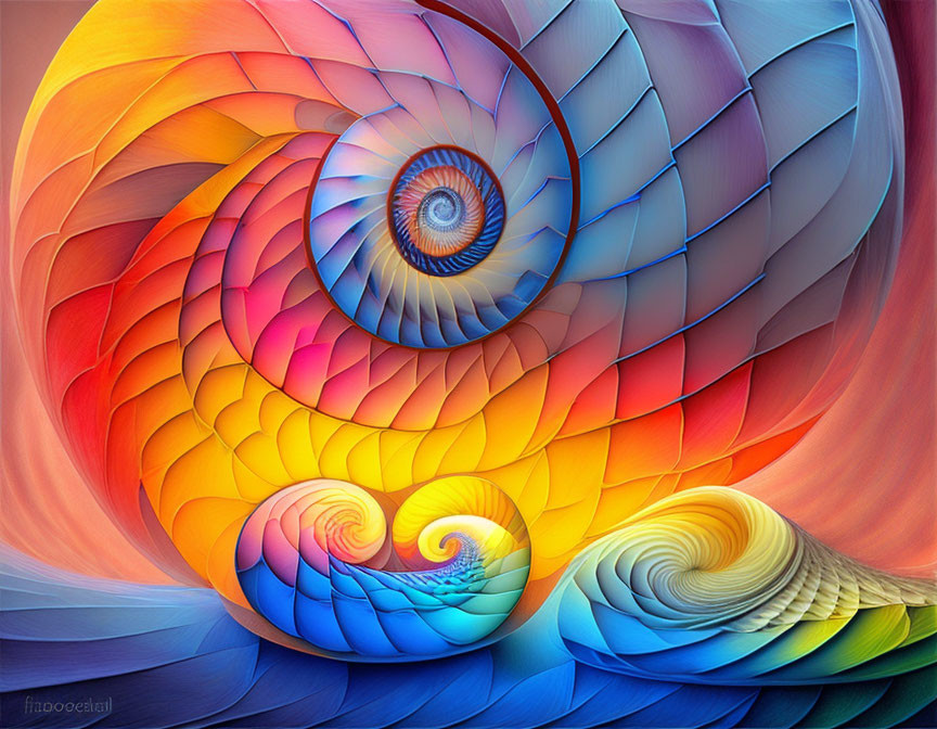 Colorful Swirls Digital Art with Fractal-like Design