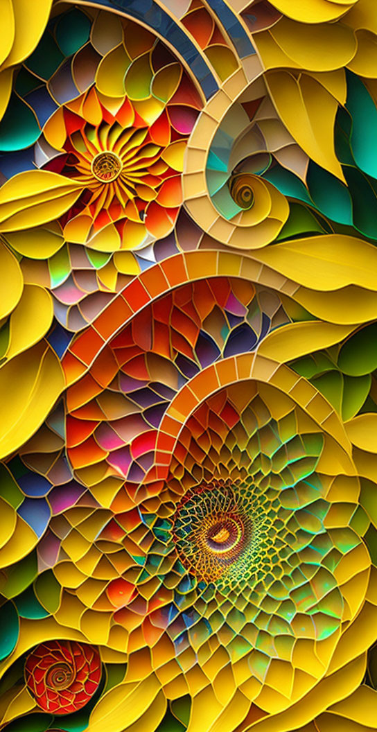 Colorful Abstract Art: Layered Petal Patterns in Warm Hues