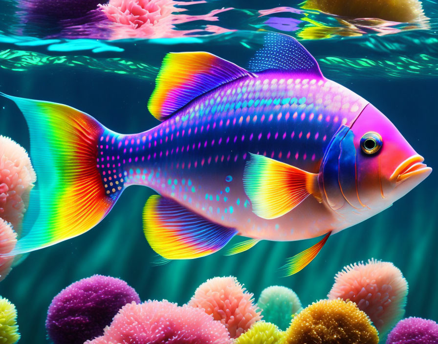Colorful Tropical Fish Swimming Amongst Coral Reef