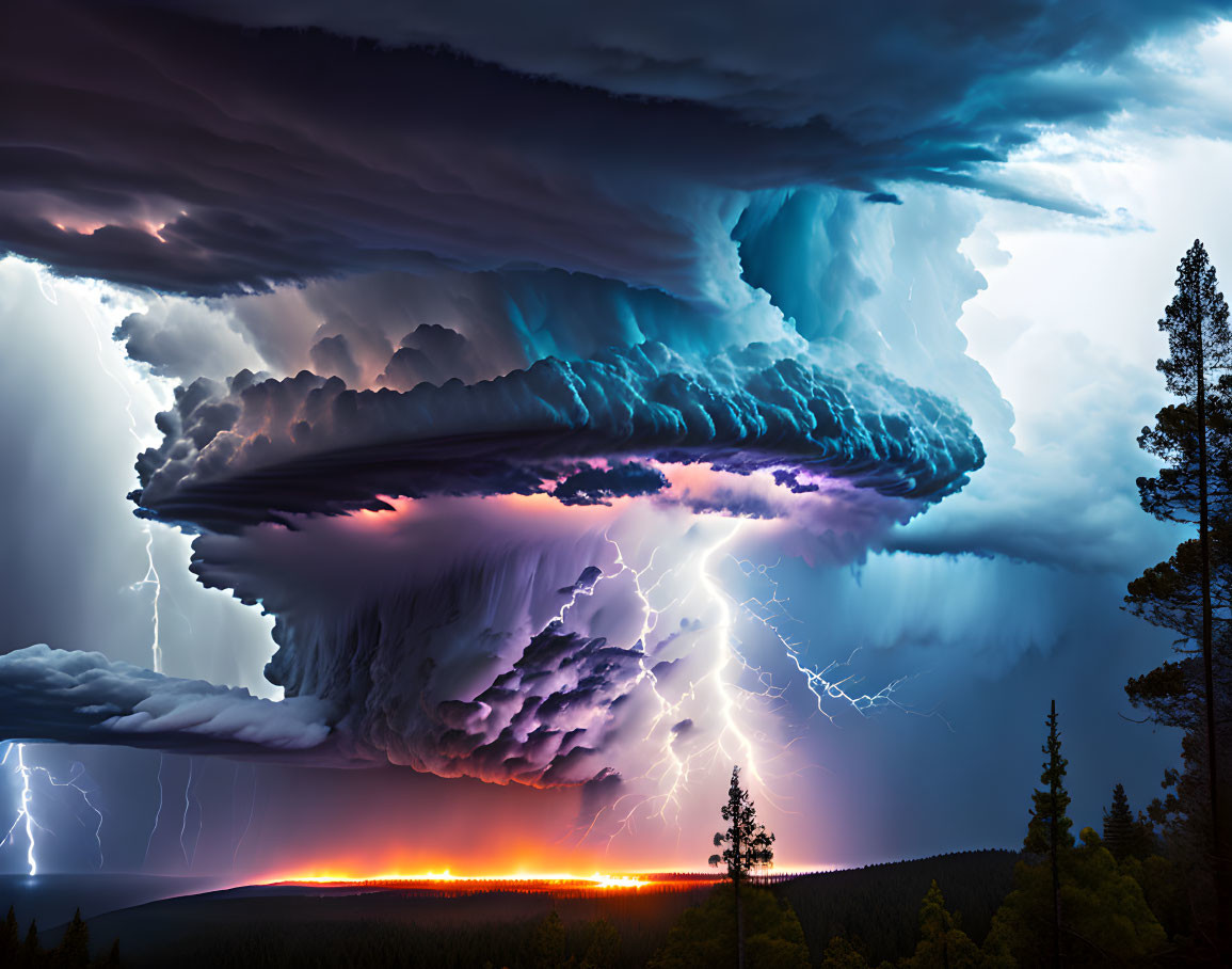 a giant storm in a forest 
